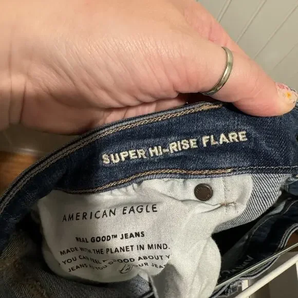 American Eagle Super Hi Rise Flare Jeans Plus Size 18 - Picture 5 of 6